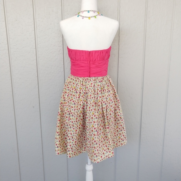 Betsey Johnson VTG Pink Floral Dress w Tulle Skirt - Picture 4 of 8